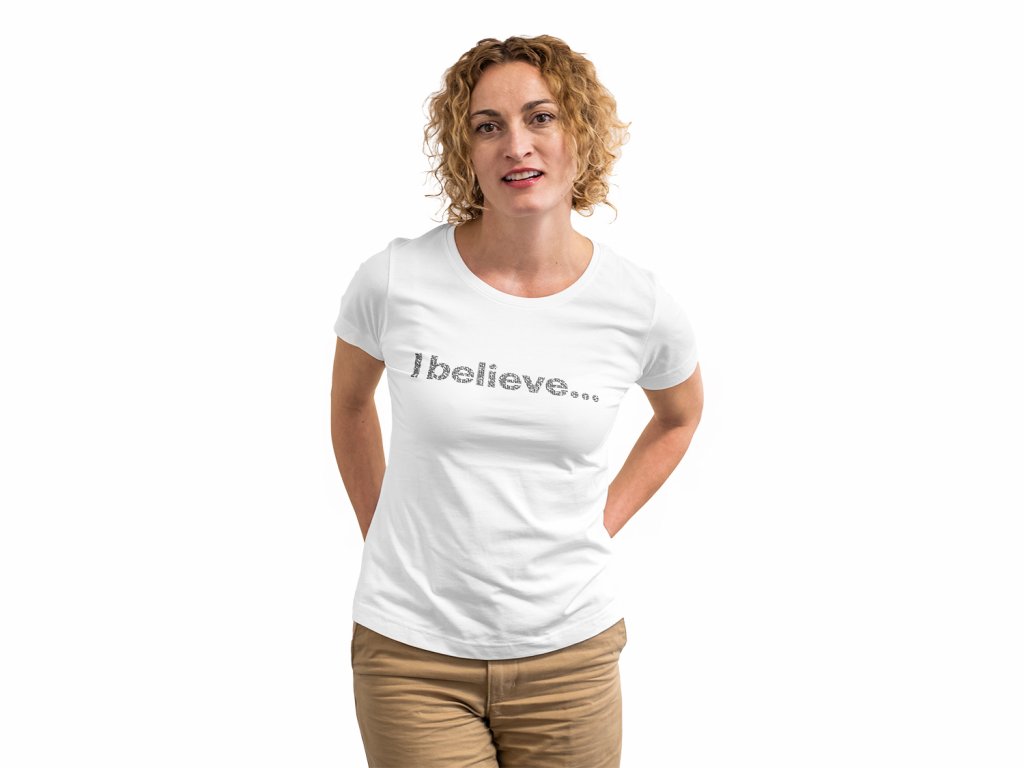 Women's T-shirt white with slogan I believe...