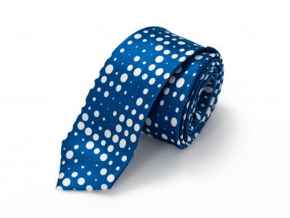 Silk tie, blue with white print