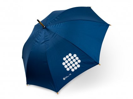 Modrý deštník s jubilejním logem