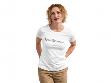 Women's T-shirt white with slogan I believe...