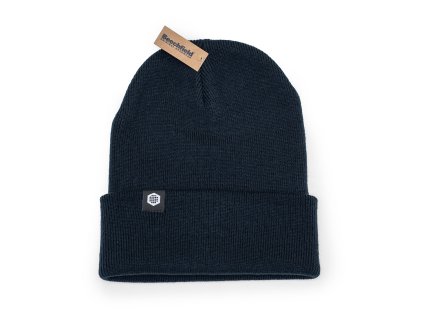 Beanie with a folded brim dark blue
