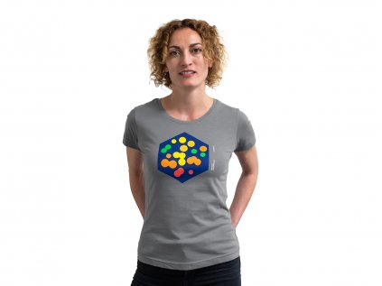 Dámské triko šedé s barevným potiskem