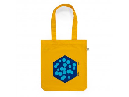 Yellow bag with blue print