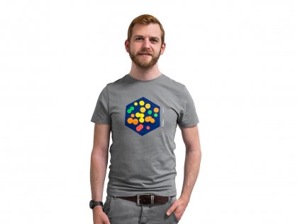 Pánské triko šedé s barevným potiskem