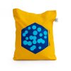 Yellow bag with blue print