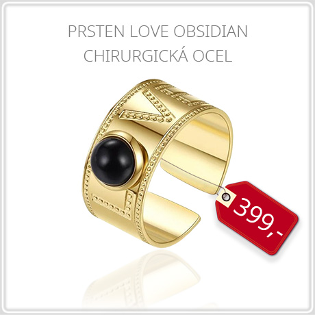 Prsten Love Obsidian chirurgická ocel