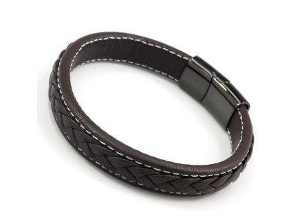 kozeny-naramek-black-brown-chirurgicka-ocel
