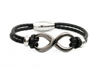 kozeny-naramek-nekonecno-simple-black-chirurgicka-ocel