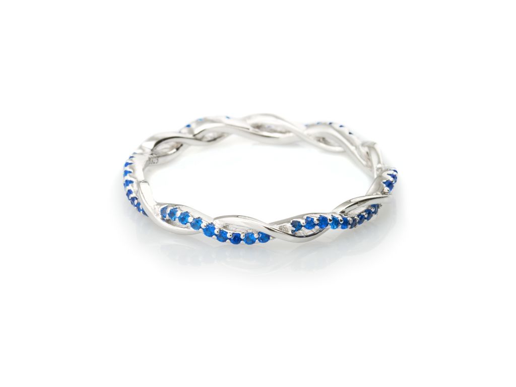 Linda\'s Jewelry Stříbrný prsten Zirkon Blue Propletení  IPR049 Velikost: 52