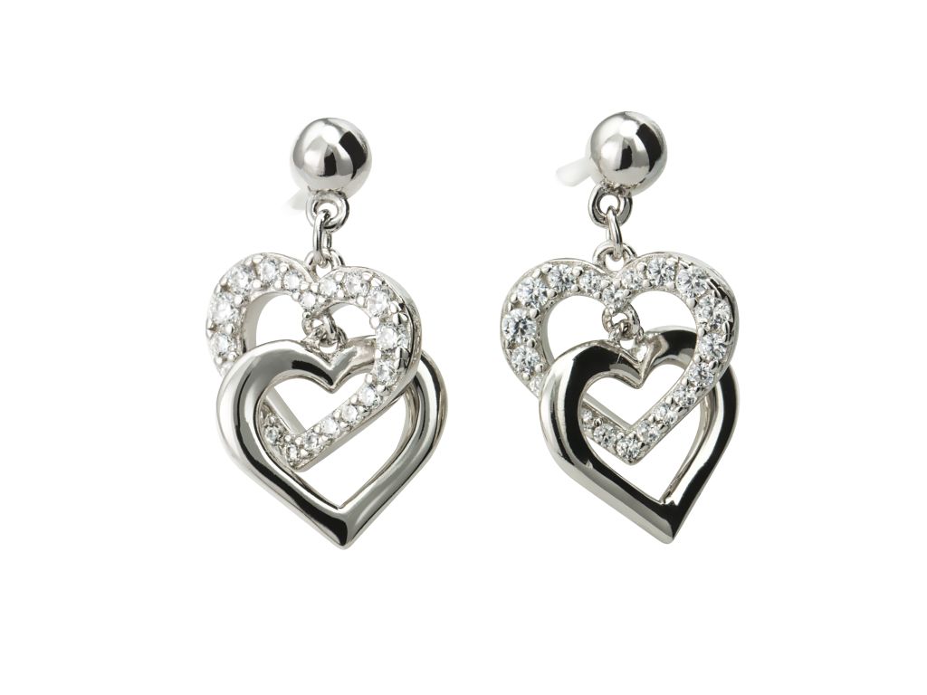 Levně Linda's Jewelry Stříbrné náušnice Visací Shiny Love Double IN096