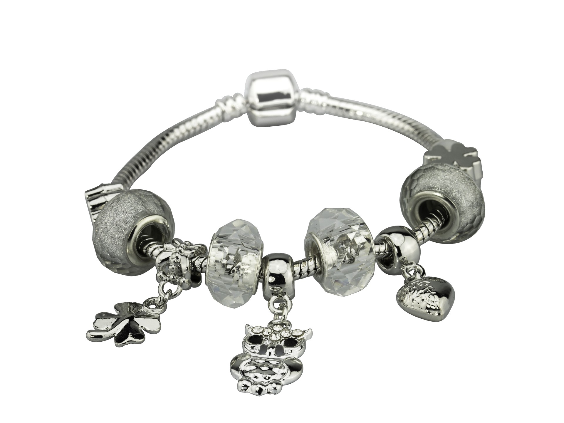 Linda's Jewelry Náramek s přívěsky White Owl INR053