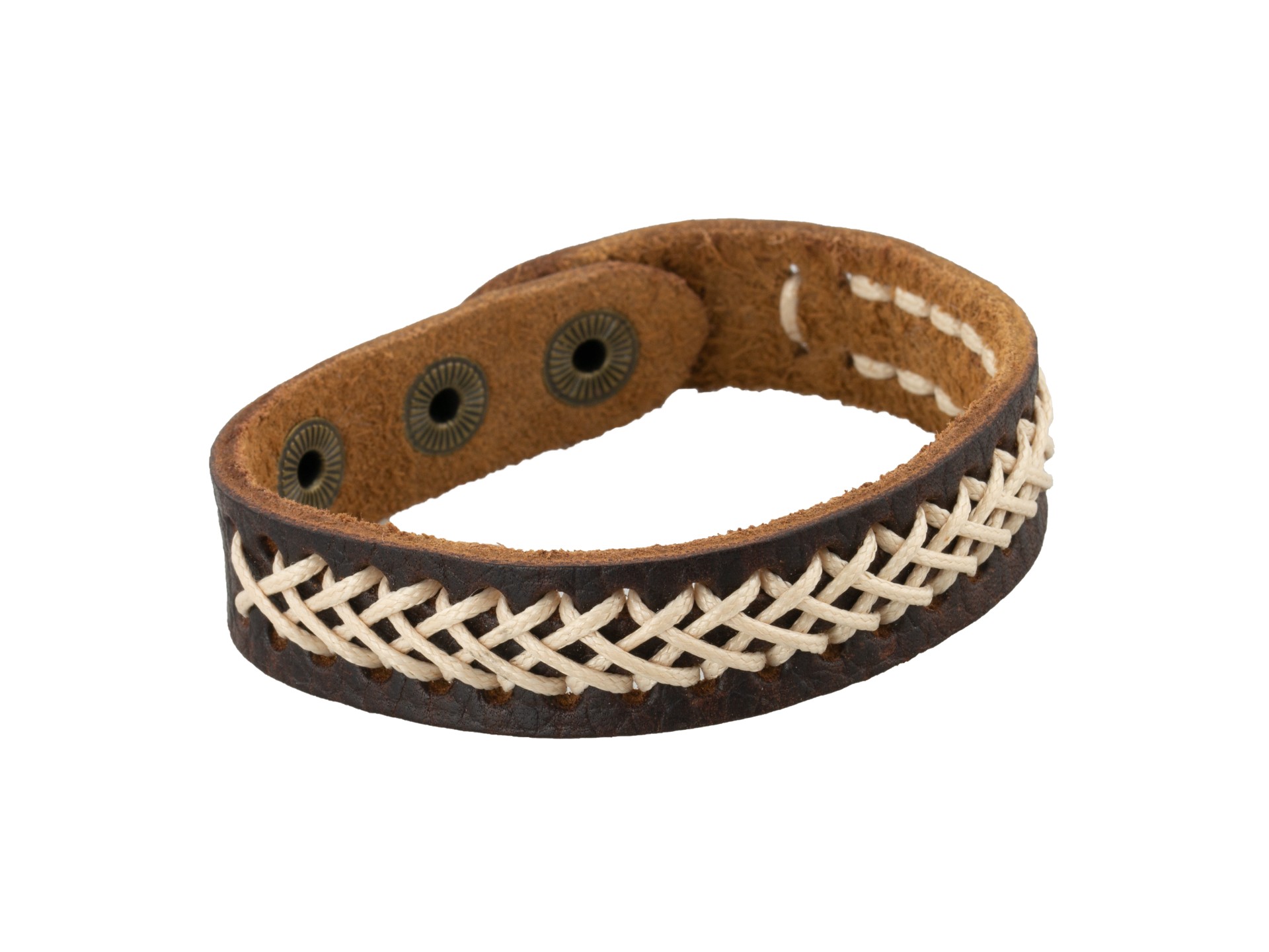 Linda\'s Jewelry Kožený náramek protkávaný Brown and Bege INR058