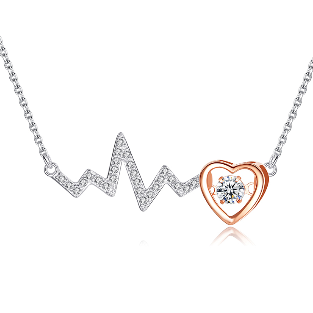 Linda's Jewelry Stříbrný náhrdelník se zirkony Love Srdcebeat INH027