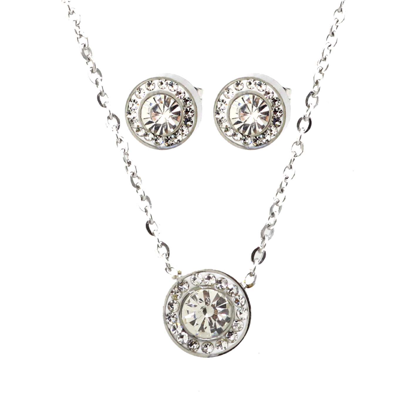 Levně Linda's Jewelry Sada šperků s krystaly Shiny Circles chirurgická ocel IS035