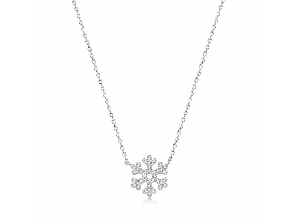 Linda's Jewelry Stříbrný náhrdelník se zirkony Vločka Ag 925/1000 INH067