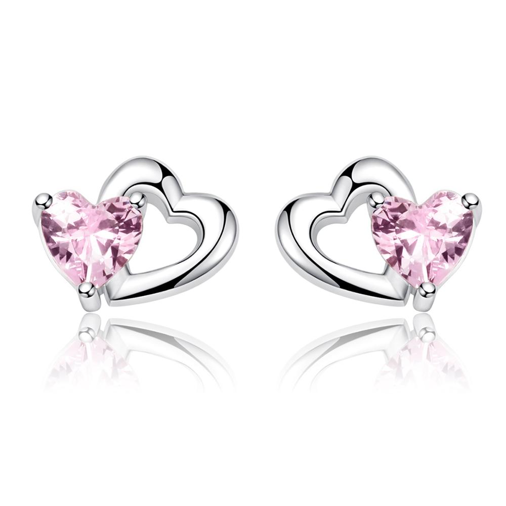 Linda's Jewelry Stříbrné náušnice Pecky Pink Love Ag 925/1000 IN150