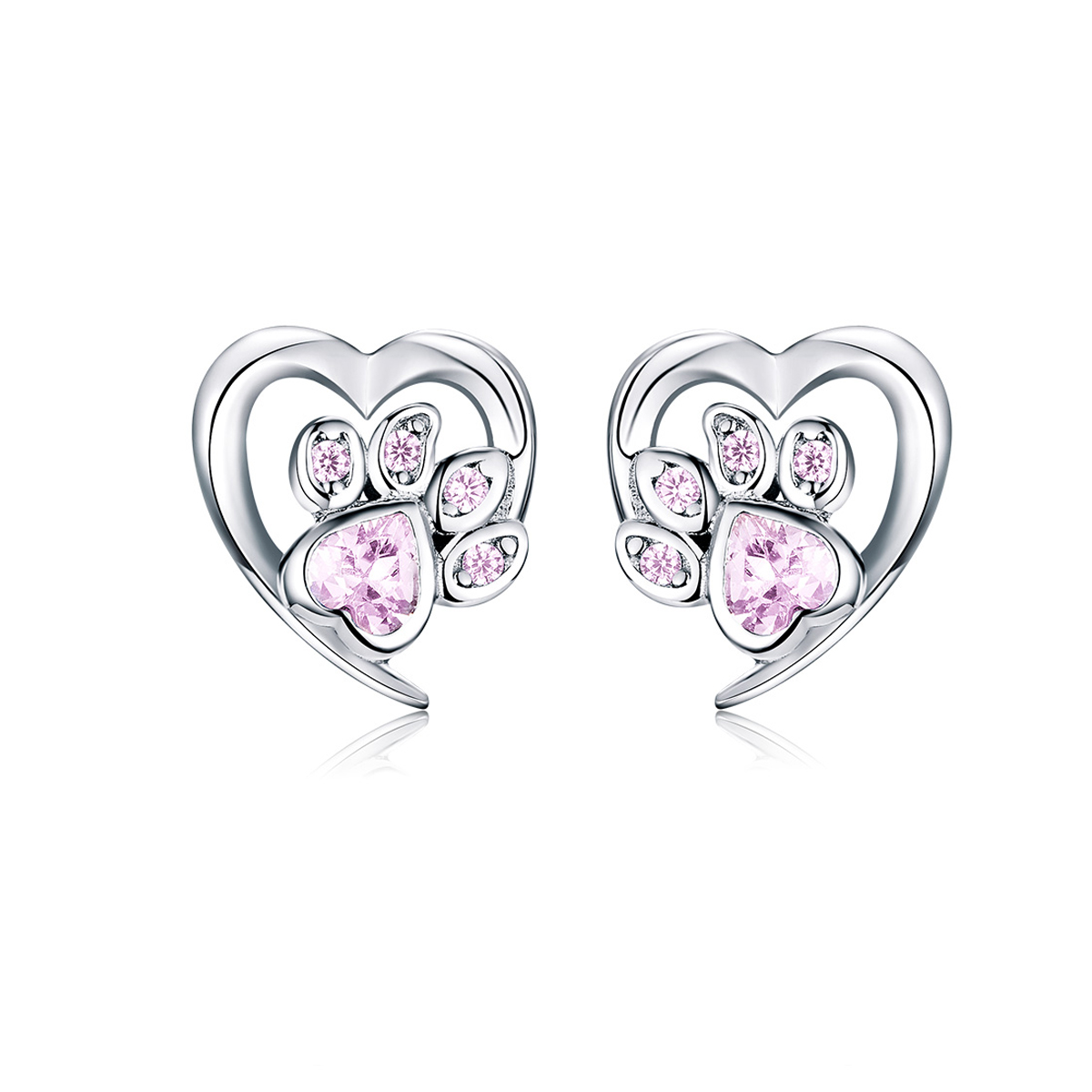 Linda's Jewelry Stříbrné náušnice Pecky Love Pets Pink Ag 925/1000 IN153