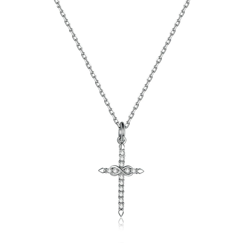 Levně Linda's Jewelry Stříbrný náhrdelník Infinite Cross Ag 925/1000 INH076