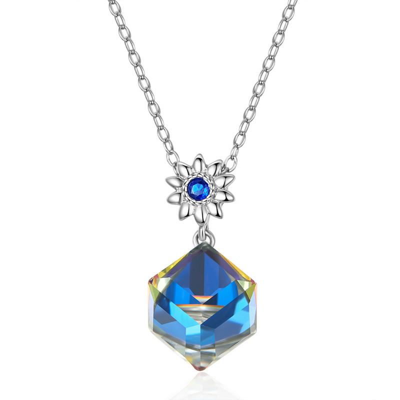 Levně Linda's Jewelry Stříbrný náhrdelník Austrian Blue Crystal Ag 925/1000 INH077