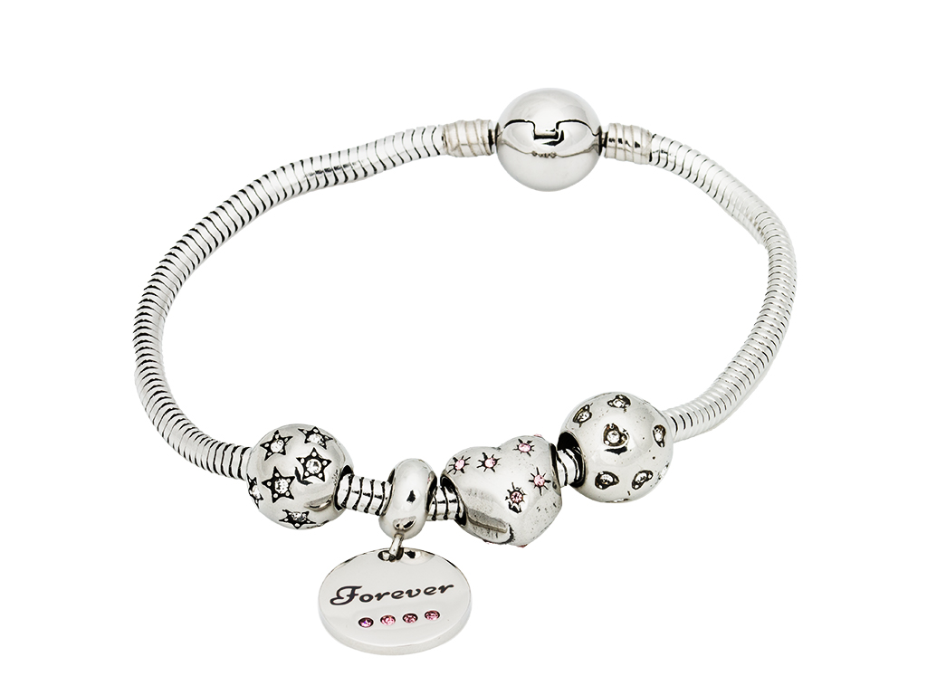 Linda's Jewelry Náramek s přívěsky Věčná láska chirurgická ocel INR095