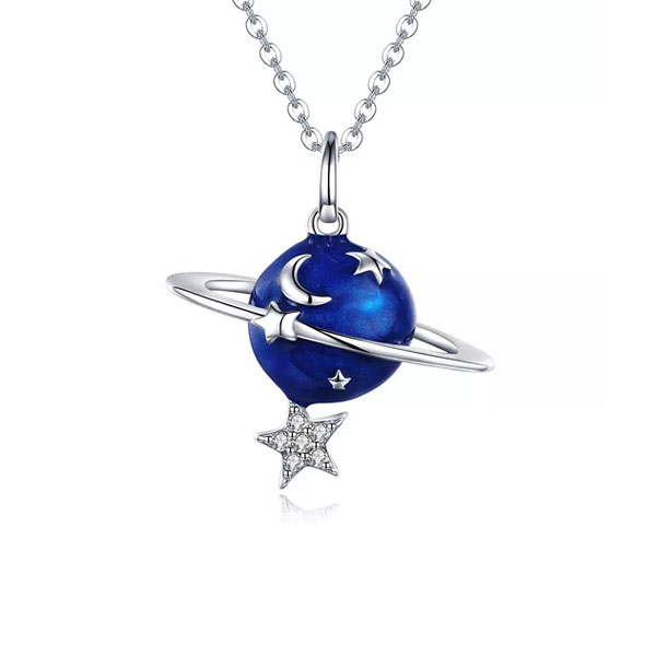 Levně Linda's Jewelry Stříbrný náhrdelník Měsíc a Hvězdy Ag 925/1000 INH078