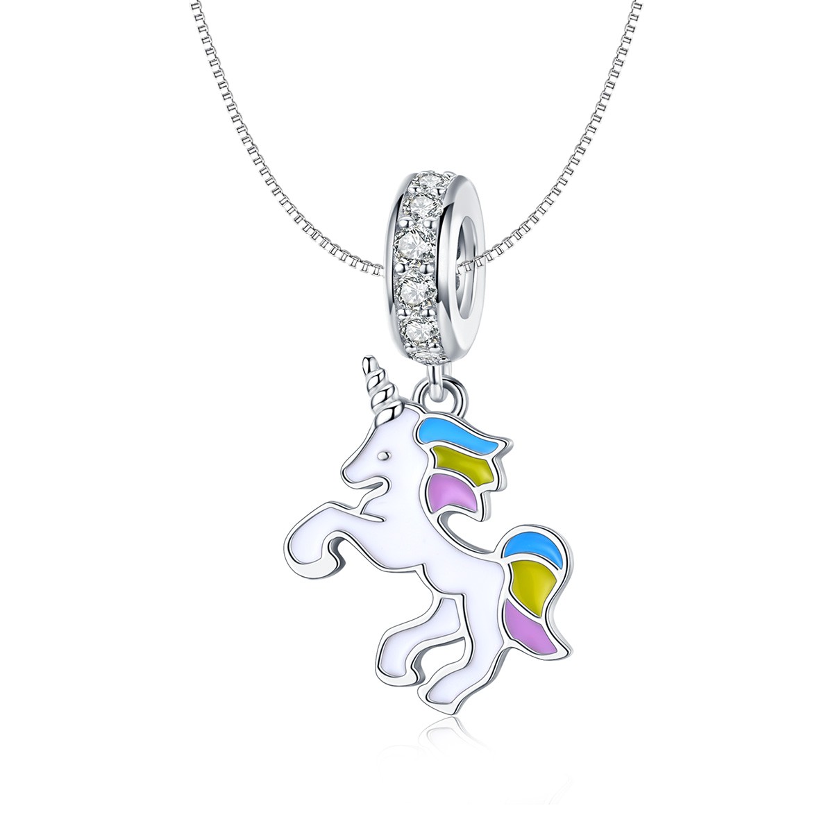 Linda's Jewelry Stříbrný náhrdelník Kouzelný Jednorožec Ag 925/1000 INH102