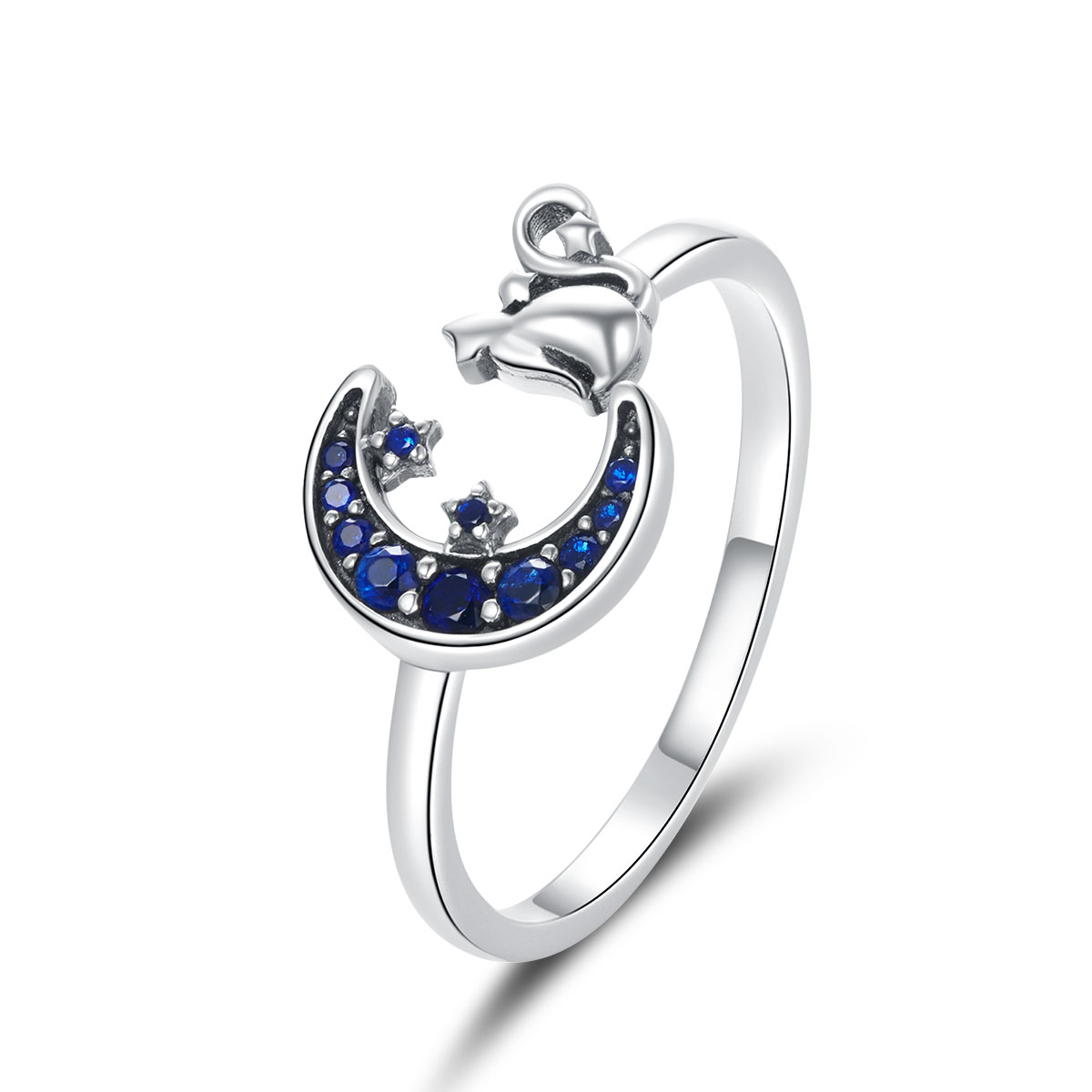 Linda\'s Jewelry Stříbrný prsten Kočka na Měsíci Ag 925/1000 IPR087 Velikost: Univerzální