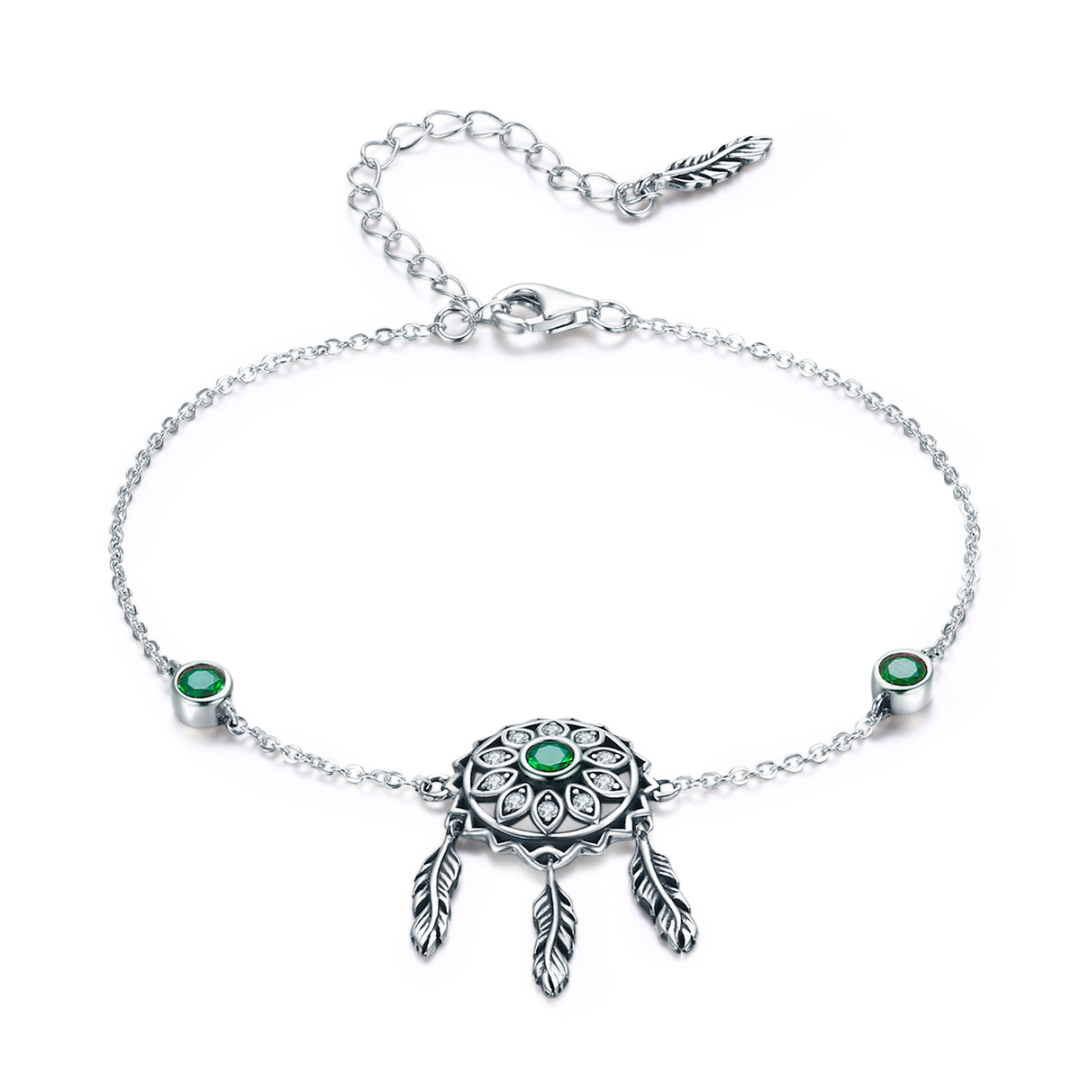 Levně Linda's Jewelry Stříbrný náramek Lapač snů Zelené Slunce Ag 925/1000 INR106