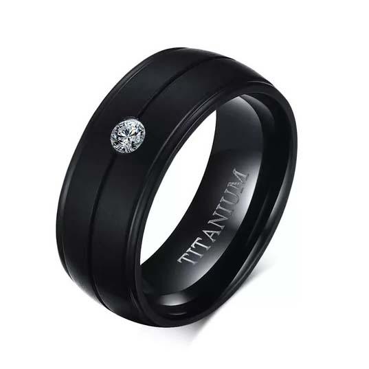 Levně Sam's Artisans Prsten Minimal Black titan IPRM004