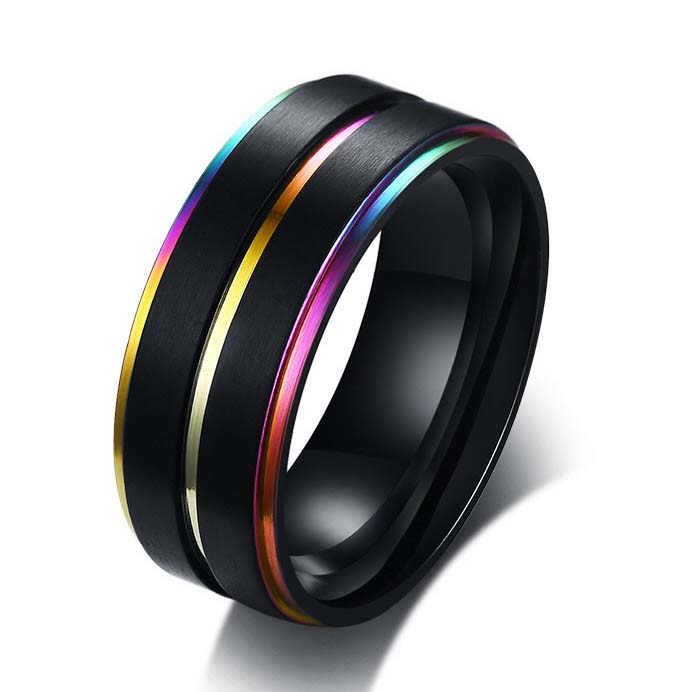 Levně Sam's Artisans Prsten Chromatic Lines chirurgická ocel IPRM005