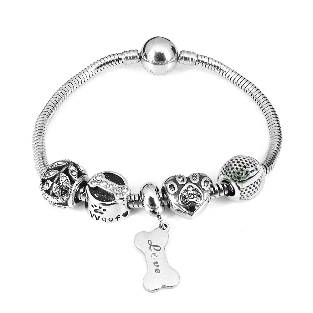 Linda\'s Jewelry Náramek s přívěsky Psí Život chirurgická ocel INR107