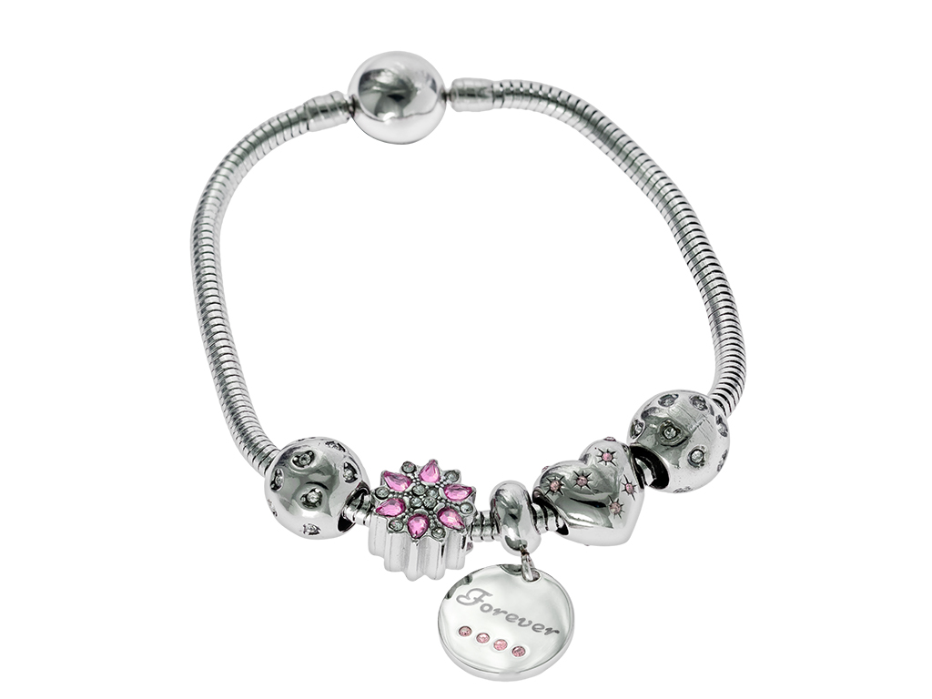 Linda's Jewelry Náramek s přívěsky Lovestory chirurgická ocel INR108