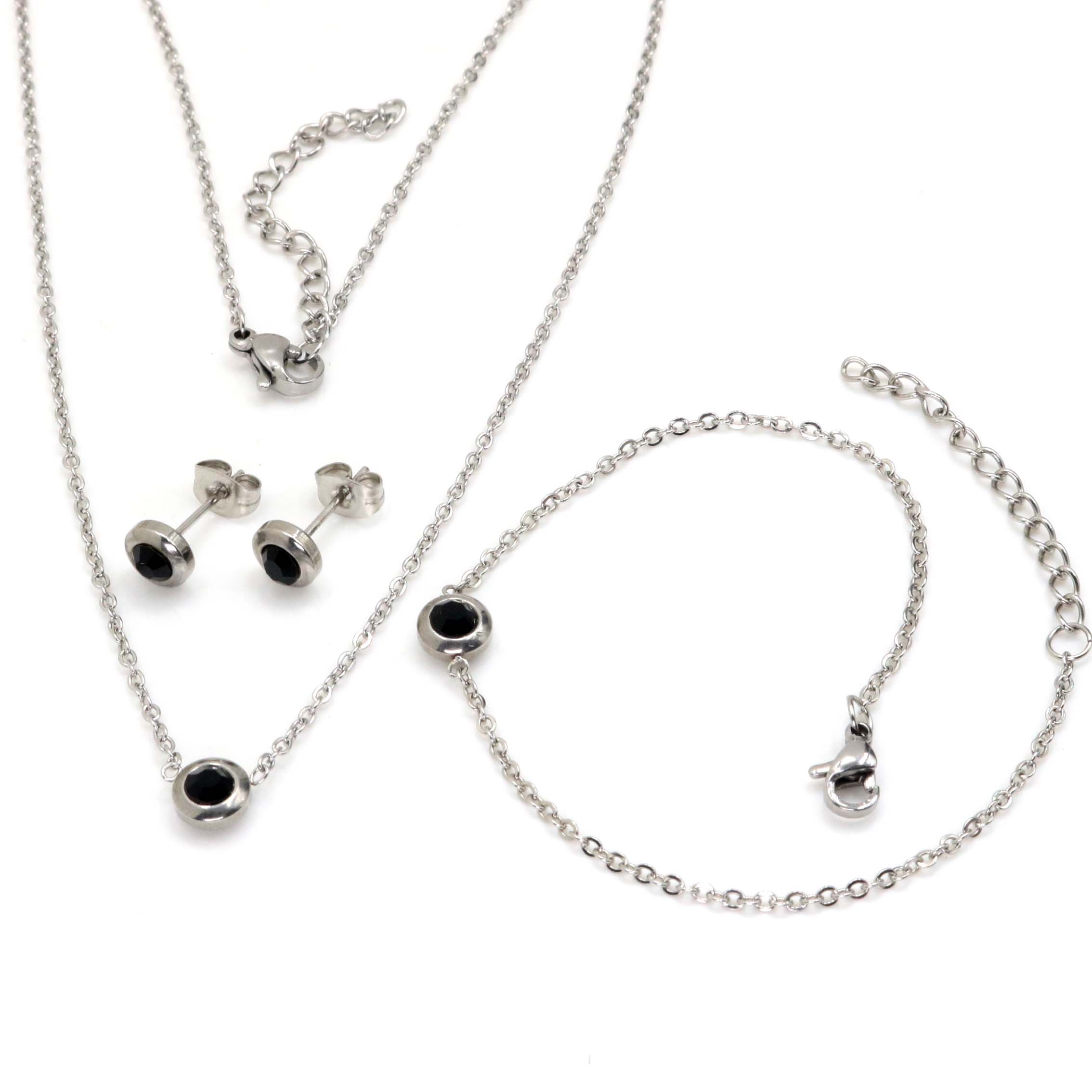 Linda's Jewelry Sada šperků černá Circle chirurgická ocel IS073