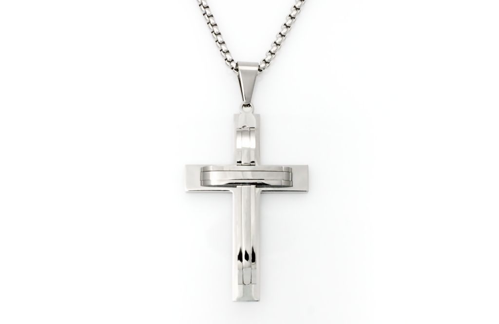 Linda's Jewelry Náhrdelník Kříž Double Cross chirurgická ocel INH016