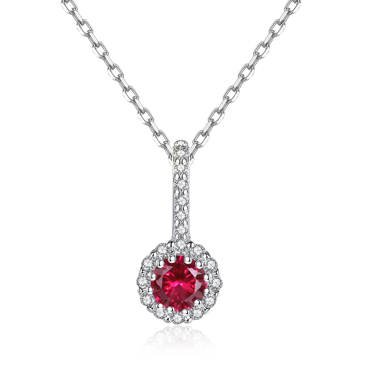 Levně Linda's Jewelry Stříbrný náhrdelník Červený Kvítek Ag 925/1000 INH153