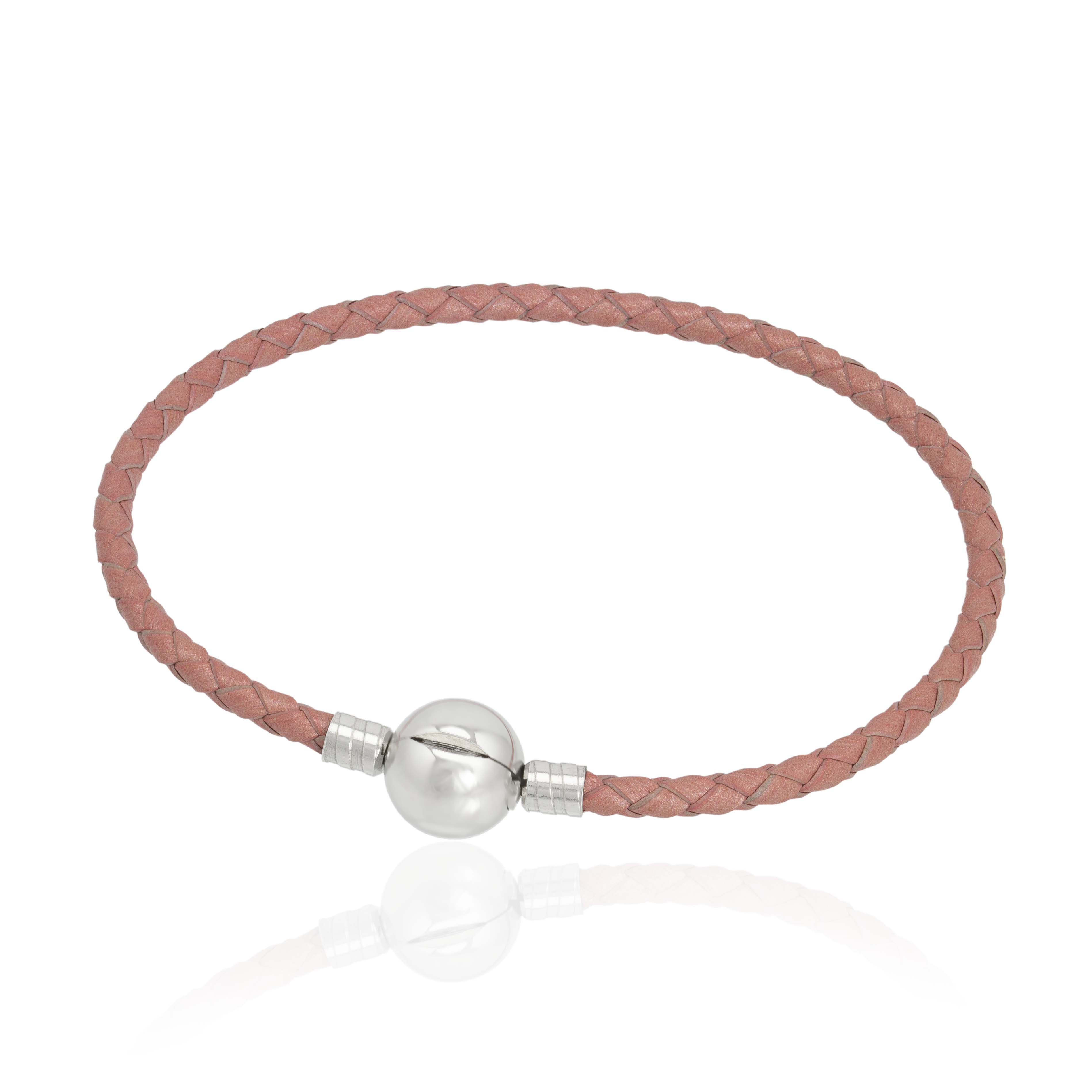 Linda's Jewelry Kožený náramek Růžový Chirurgická ocel INR129 Délka: 18