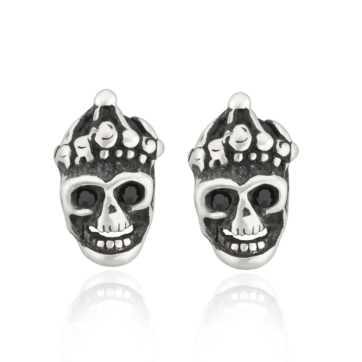 Levně Sam's Artisans Náušnice King Ghost Skull chirurgická ocel INM047