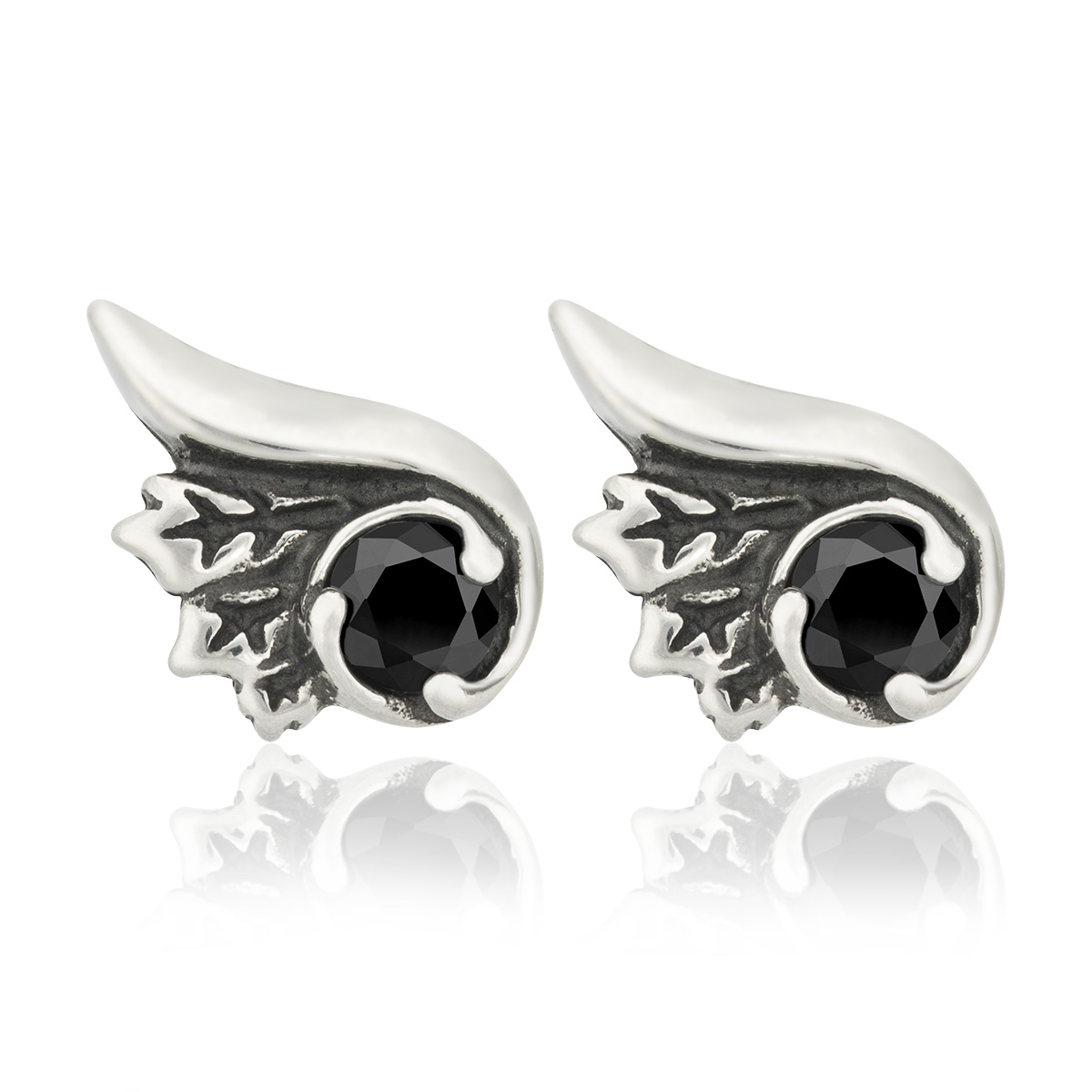 Sam's Artisans Náušnice Black Fashion Wings chirurgická ocel INM050