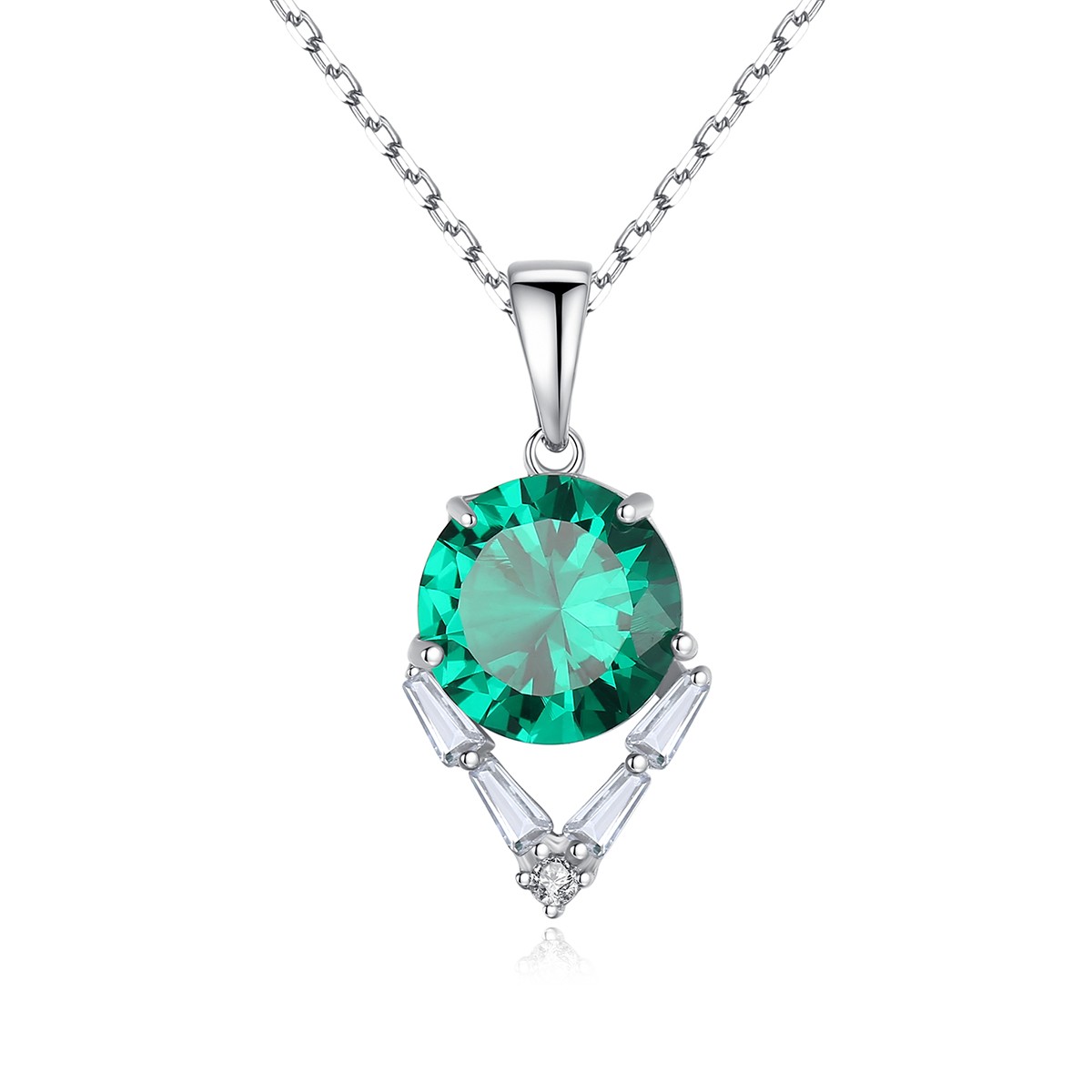 Levně Linda's Jewelry Stříbrný náhrdelník Green & Crystal Ag 925/1000 INH179