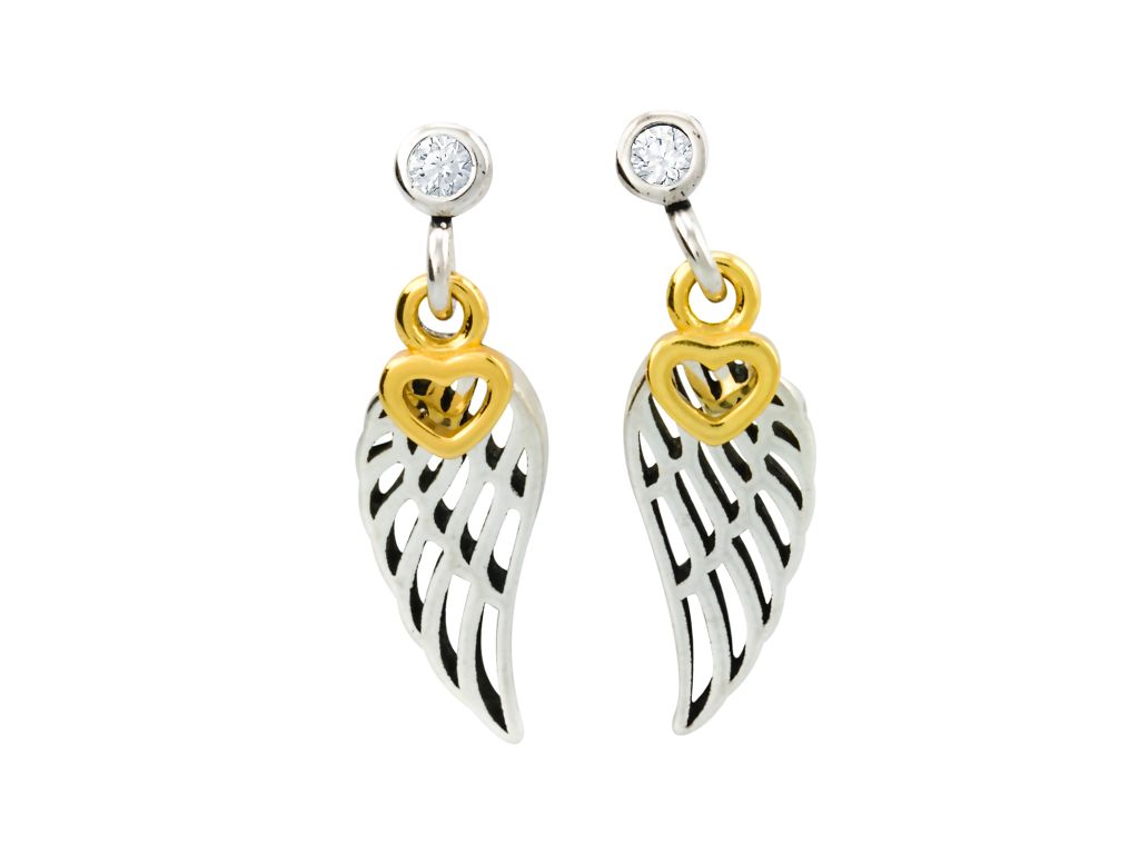 Linda's Jewelry Stříbrné náušnice pecky Angel Wings Love  IN055