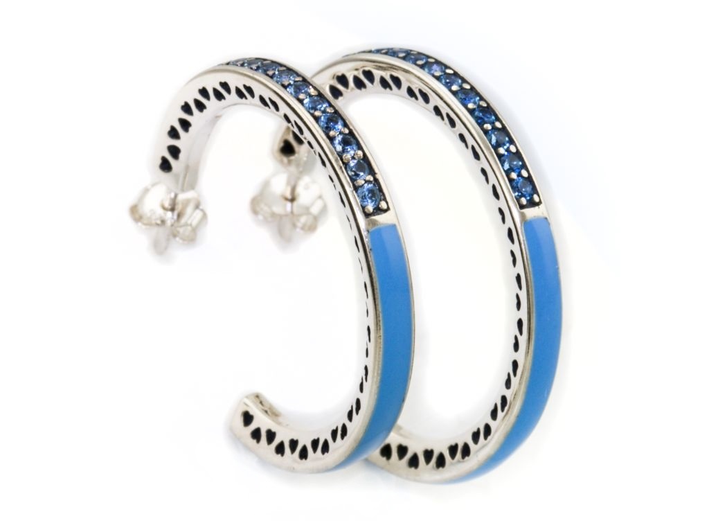 Linda's Jewelry Stříbrné náušnice Love Blue Kruhy Modré Zirkony  IN065