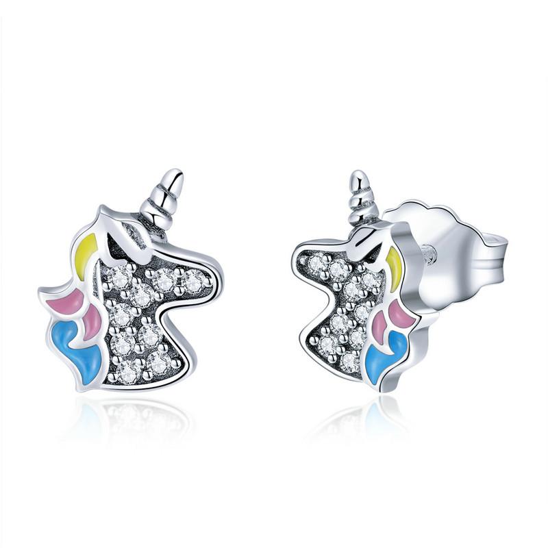 Levně Linda's Jewelry Stříbrné náušnice Pecky Unicorn IN069