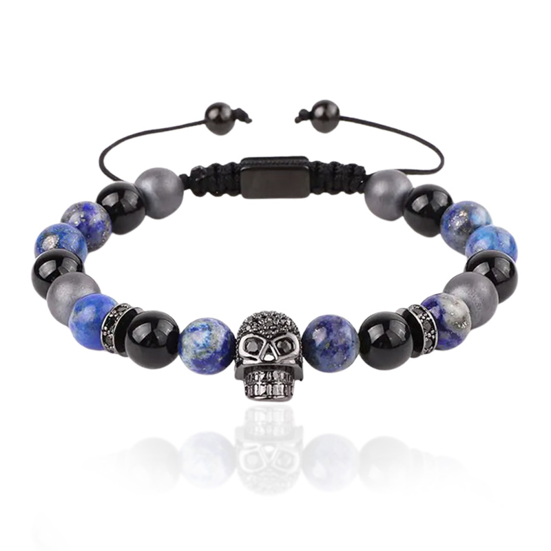 Sam's Artisans Korálkový náramek Beaded Skull BLK INRM204