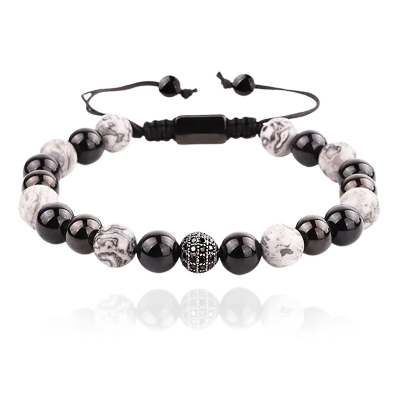 Linda's Jewelry Korálkový náramek Dual Color Black & Grey INR208