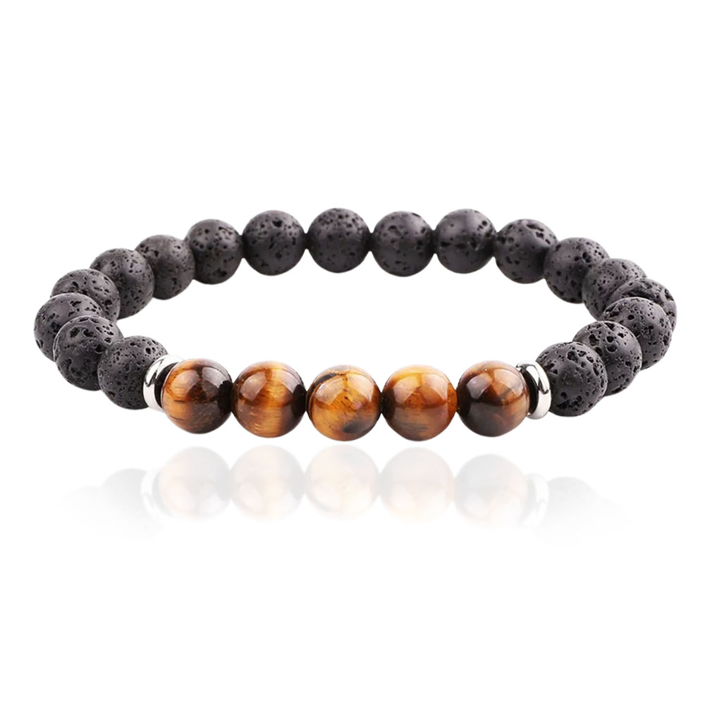 Levně Sam's Artisans Korálkový náramek Lava Stone & Tiger Eye INRM224