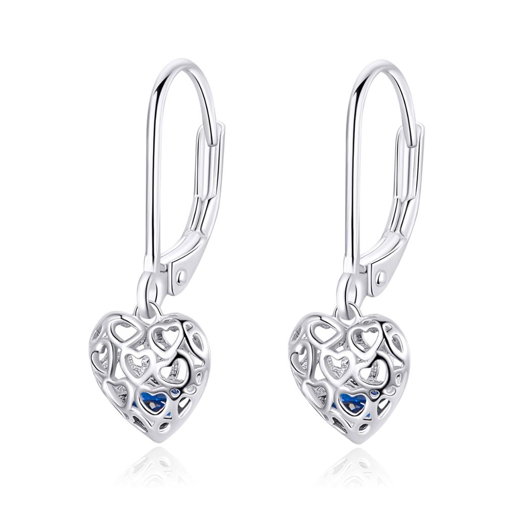Linda\'s Jewelry Stříbrné náušnice Visací Double Love Srdce  IN089