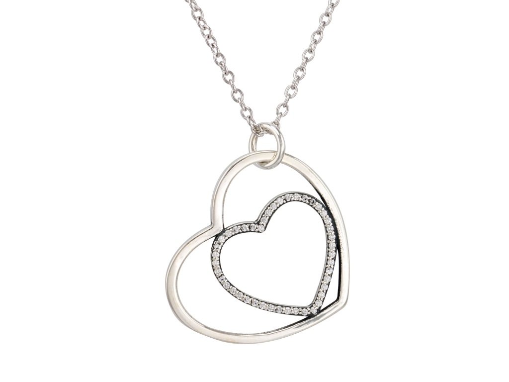 Levně Linda's Jewelry Stříbrný náhrdelník se zirkony Srdce INH021