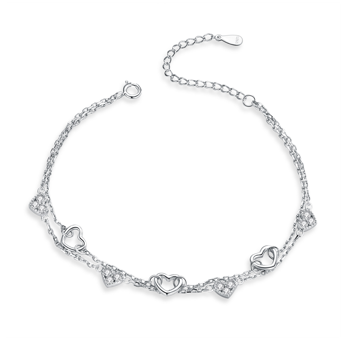 Levně Linda's Jewelry Stříbrný náramek dvojitý Love zirkon INR070