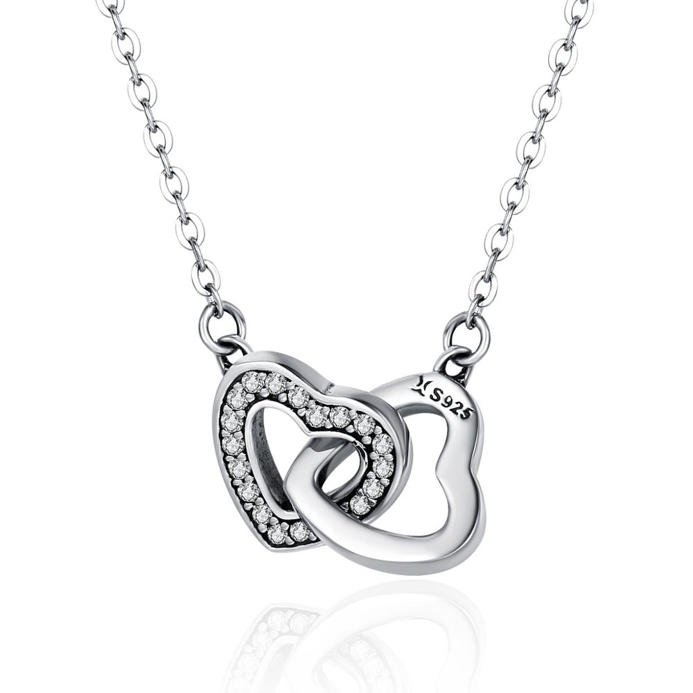 Linda\'s Jewelry Stříbrný náhrdelník se zirkony Love Double  INH032