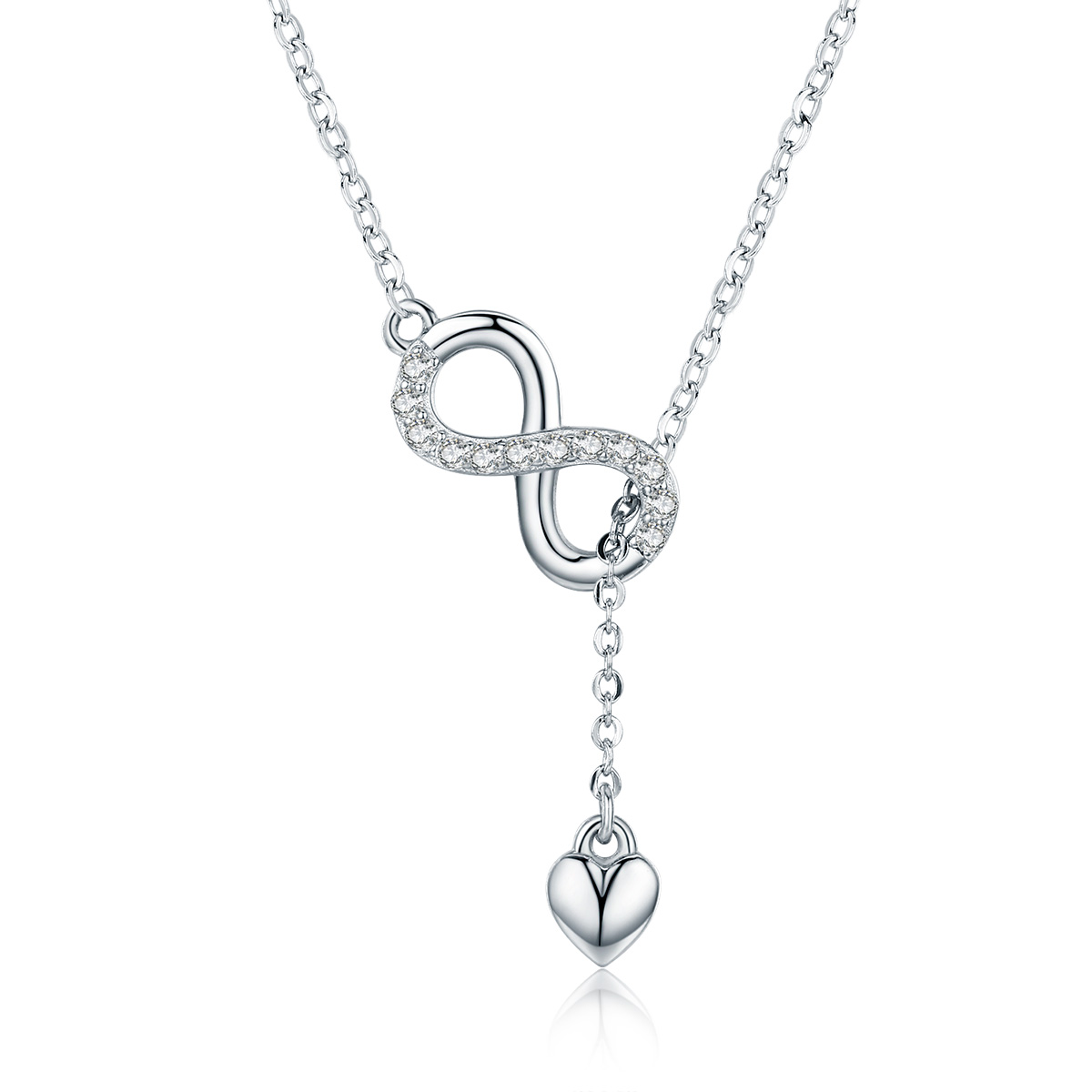 Linda's Jewelry Stříbrný náhrdelník se zirkony Nekonečno  INH035